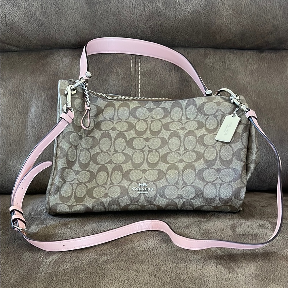 Coach Signature Mia Shoulder Bag with Pink Strap